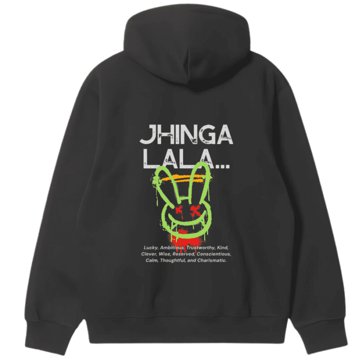 Hooded Sweatshirt Black With Text &Amp; Colorful Design