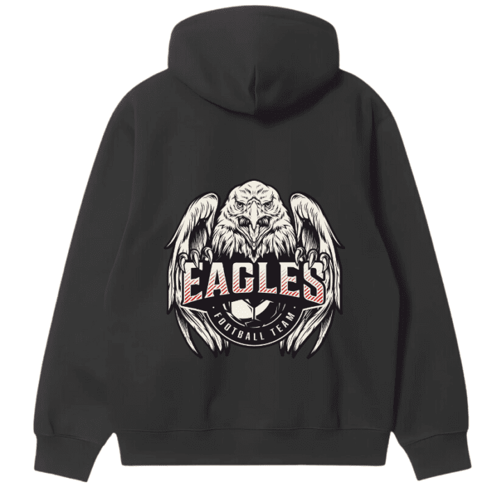 A Black Sweatshirt With A Eagle Design