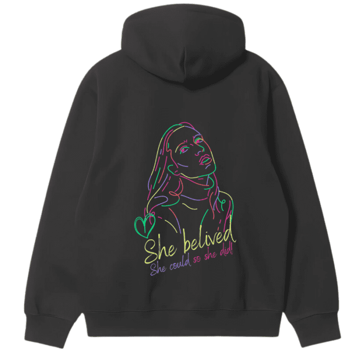 Hooded Sweatshirt Black With Graphic On It