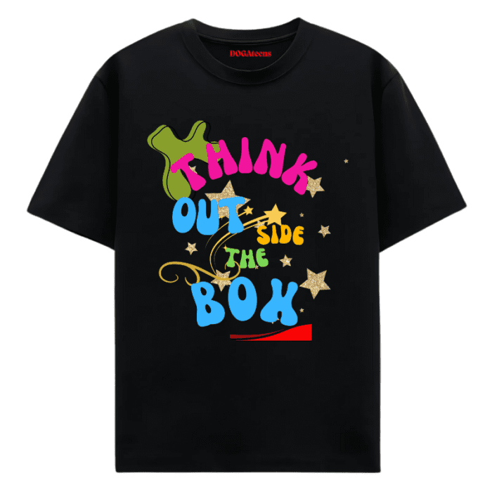 A Black T-Shirt With A Colourful Text