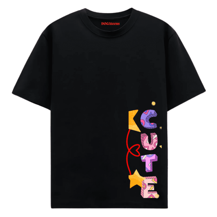 A Black T-Shirt With A Colourful Text