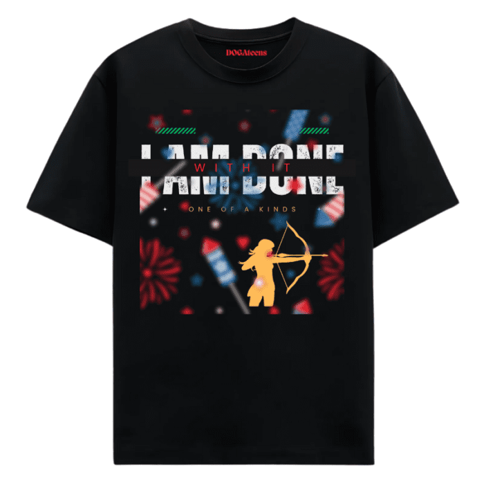 A Black T-Shirt With A Colourful Text &Amp; Design