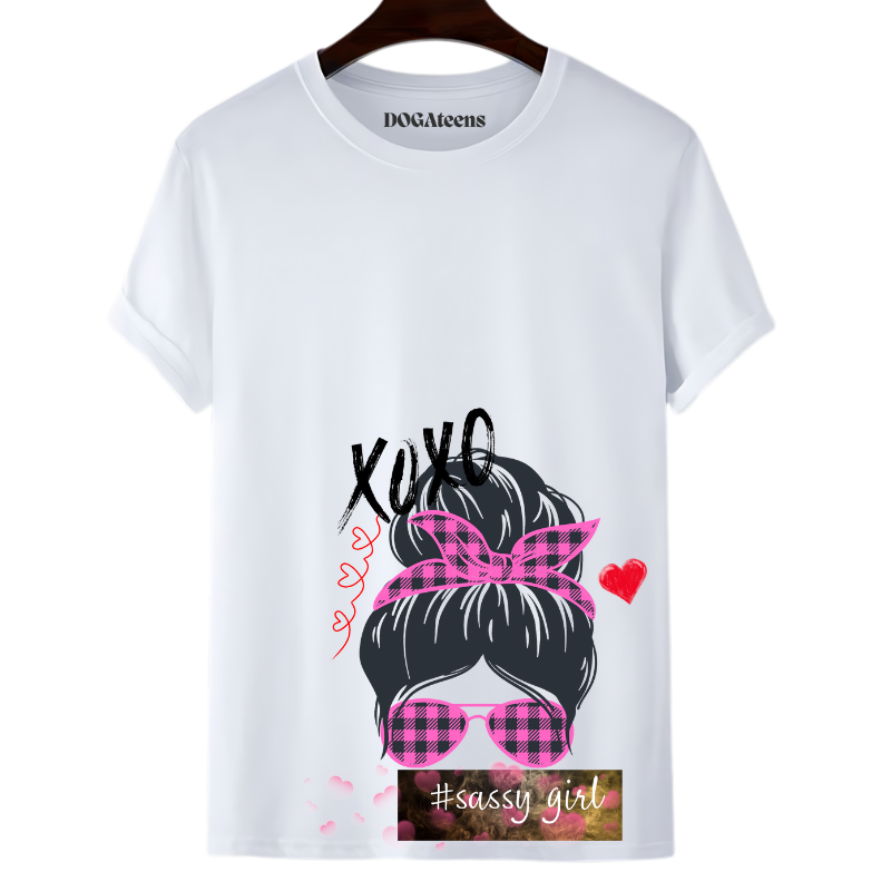 a white t-shirt with a colourful text & design