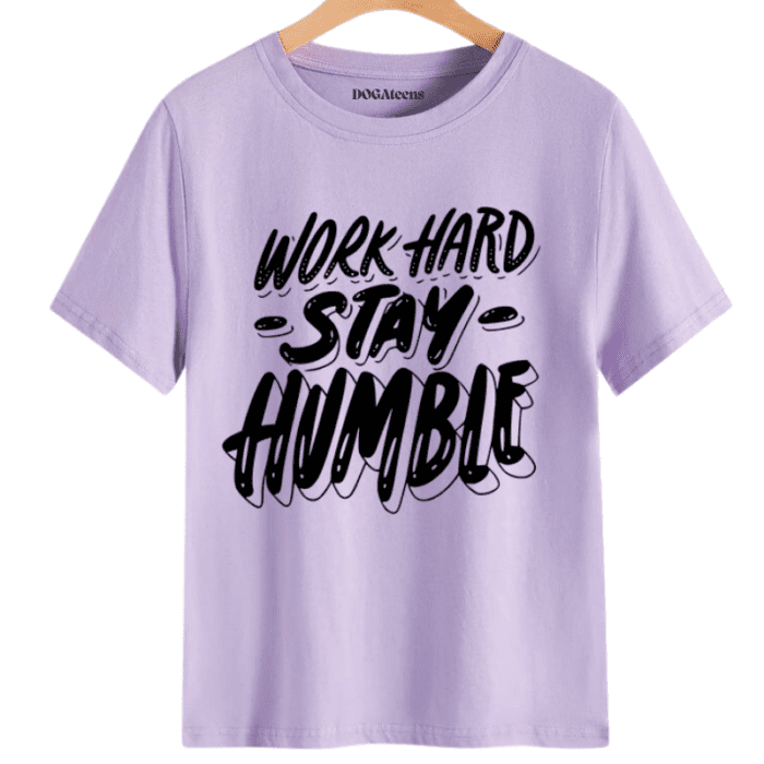 A Lavender T-Shirt With A Text Design