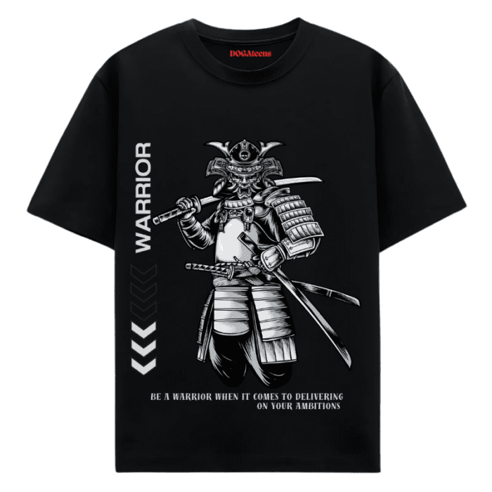 A Black T-Shirt With A Text &Amp; Warrior Design