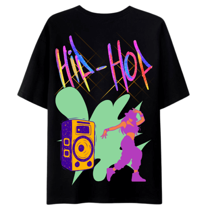 A Black T-Shirt With A Hip Hop Text &Amp; Design