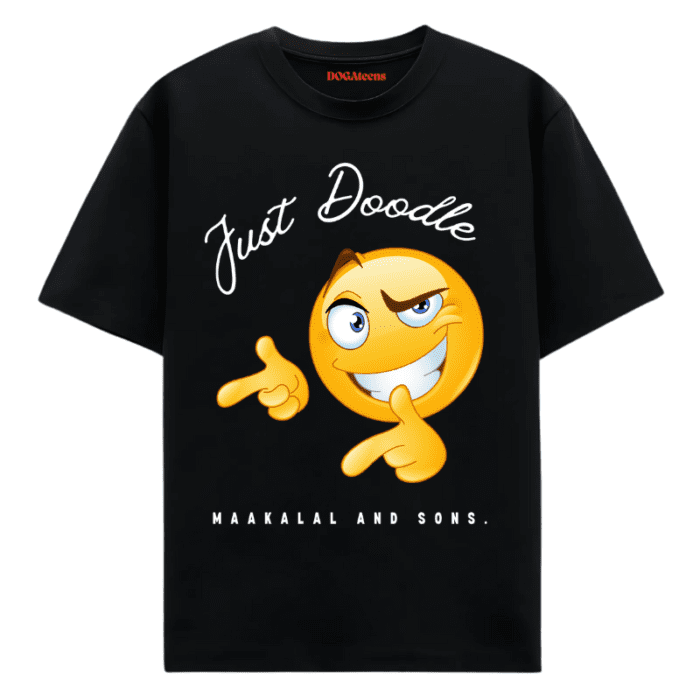 A Black T-Shirt With A Colourful Text &Amp; Emoji Design