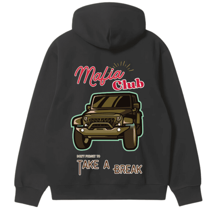 Hooded Sweatshirt, Men, Oversized Fit- Mafia Club-Graphic Printed-Dth-024