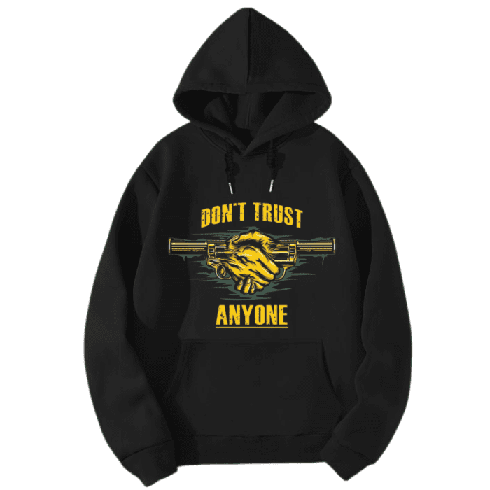 Hooded Sweatshirt, Men, Oversized Fit- Dont Trust Anyone-Graphic Printed-Dth-026