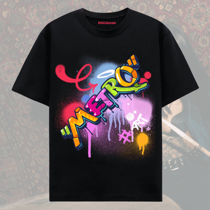 Metro Text On Black T Shirt